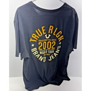 True Religion World Tour Logo T Shirt Mens XXL Black Graphic Tee
